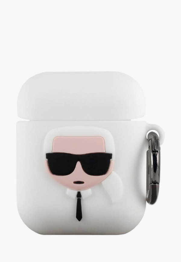 Чехол для наушников Airpods, Silicone case with ring Karl White